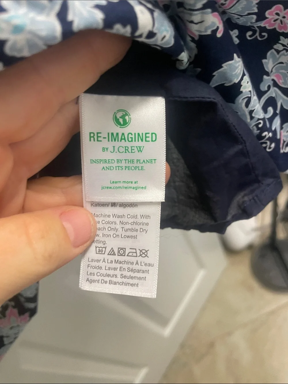 J. Crew Navy Floral Tiered Girls Dress with Pink and White Flowers